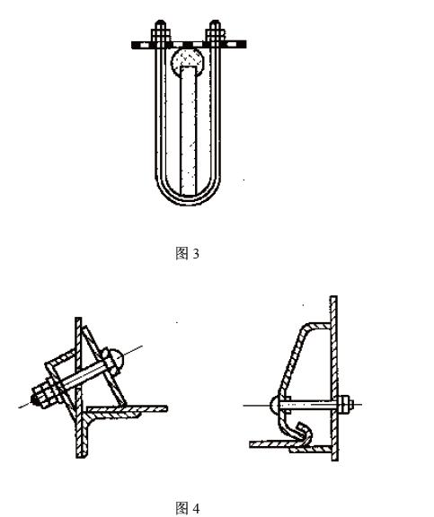 其緊固方式為中間用螺栓固定在梁上，見(jiàn)圖3